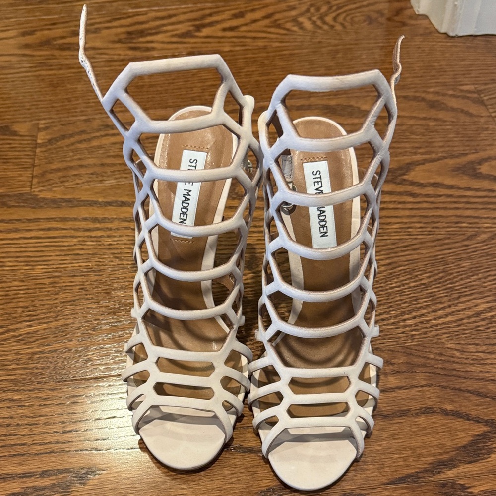 Steve Madden Cream Caged Heels